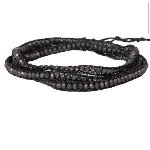 GUNMETAL WRAP BRACELET ON BLACK CORD